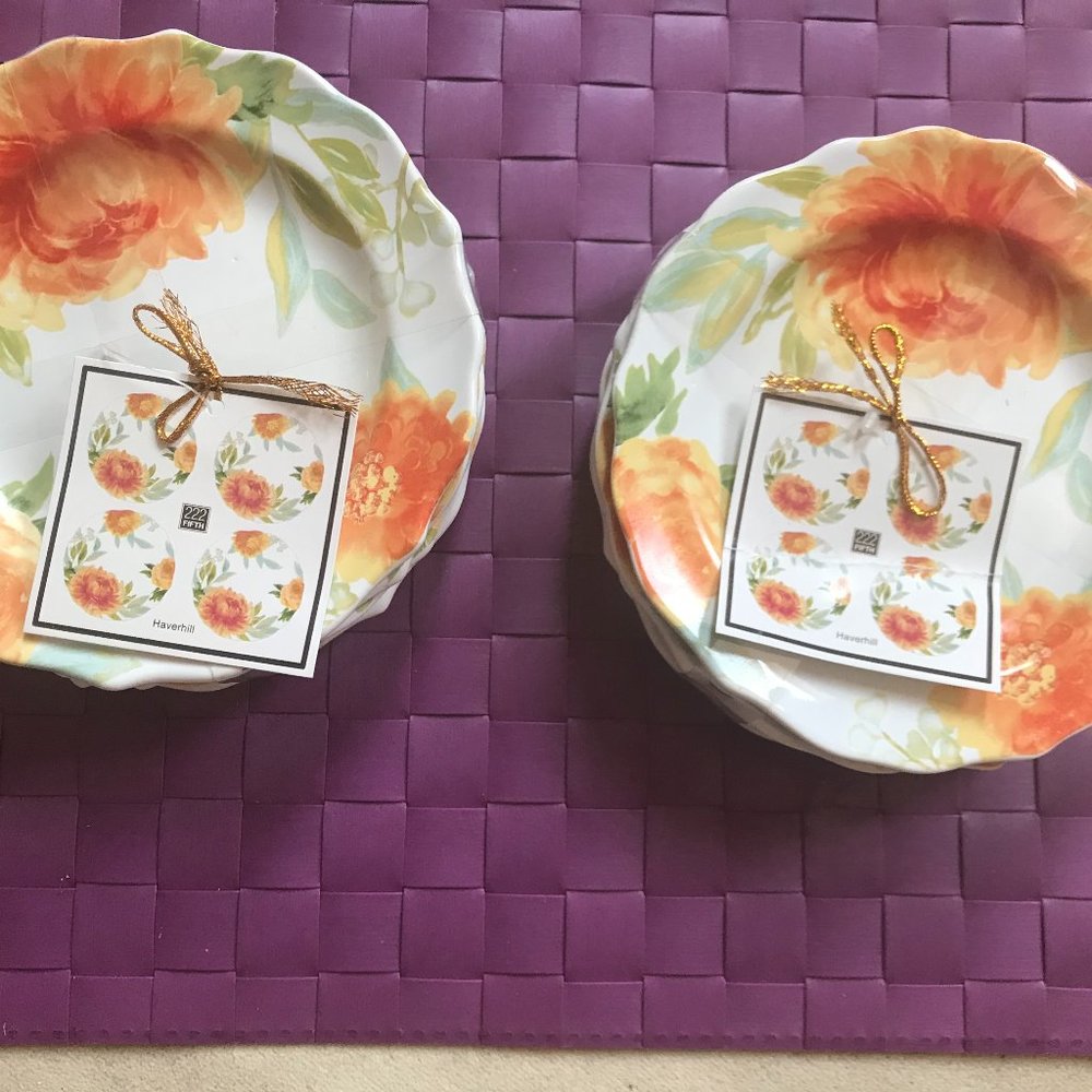 222 FIFTH Made In Indonesia Two of 4pc Porcelain desert Dinnerware Set (total 8)